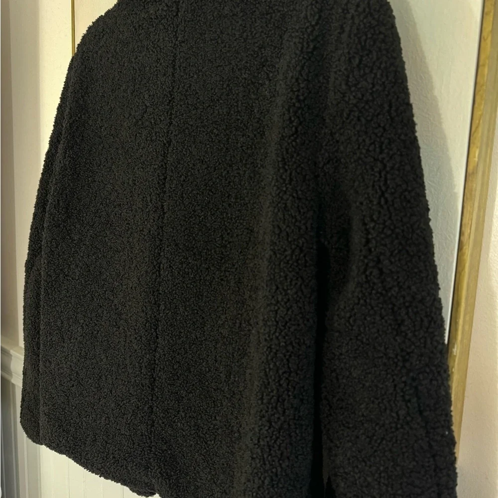 SANCTUARY NWT Black Fuzzy Teddy Bear Button Front Jacket Size Medium